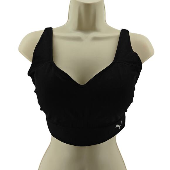 Puma Convertible Seamless Sports Bra 2 Pack Gray Black Womens Large - Picture 2 of 7